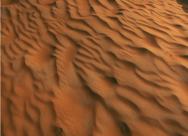 Desert sand pictured from above